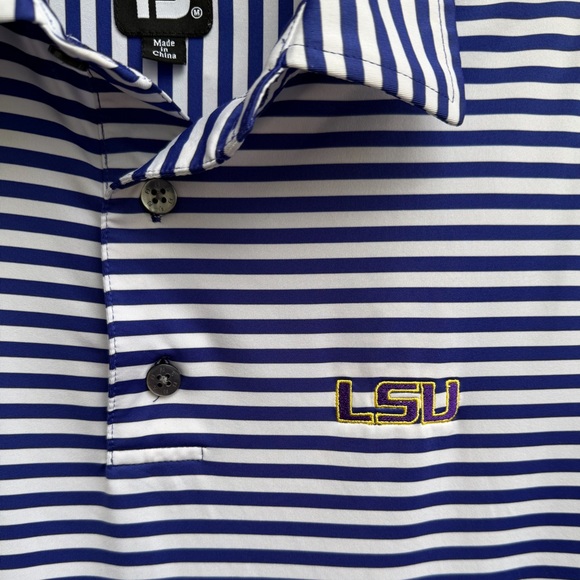 FootJoy LSU Tigers Blue & White Striped Men's M Short Sleeve Golf Polo Shirt T9 - Picture 3 of 8